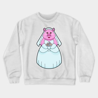 Pig as Bride with Veil Crewneck Sweatshirt